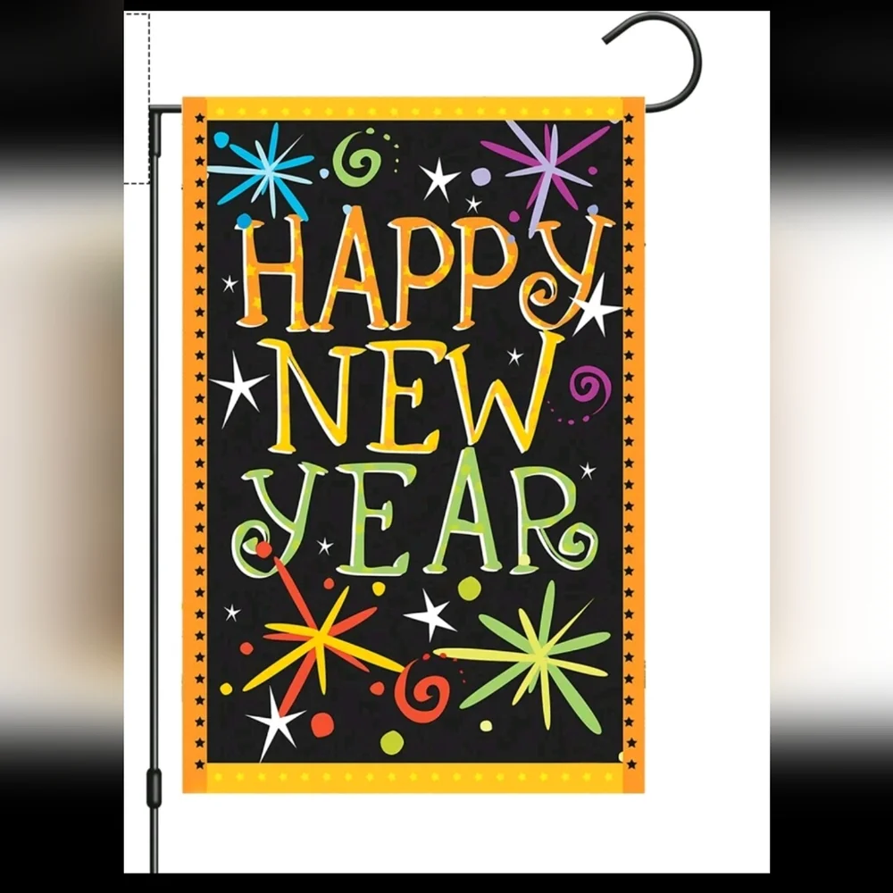 🐾 2 for $12 Vibrant Happy New Year Garden Flag